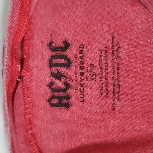 AC/DC Lucky Brand 1982 vintage style long sleeve red women's t-shirt XS/TP - Picture 3 of 3